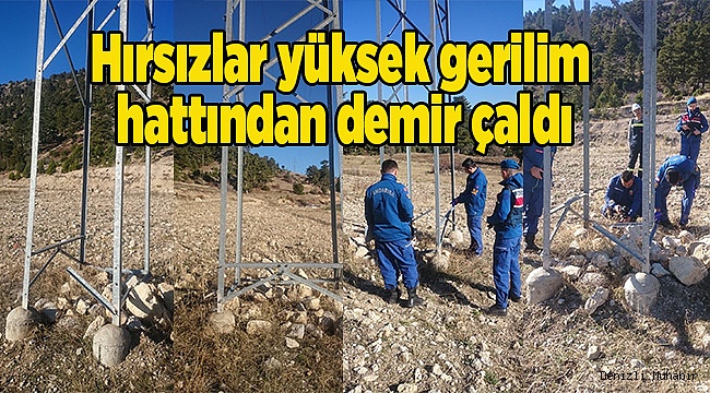 Hırsızlar yüksek gerilim hattından demir çaldı