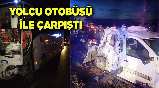 Denizli'de hafif ticari araçla yolcu otobüsü çarpıştı: 3 yaralı 