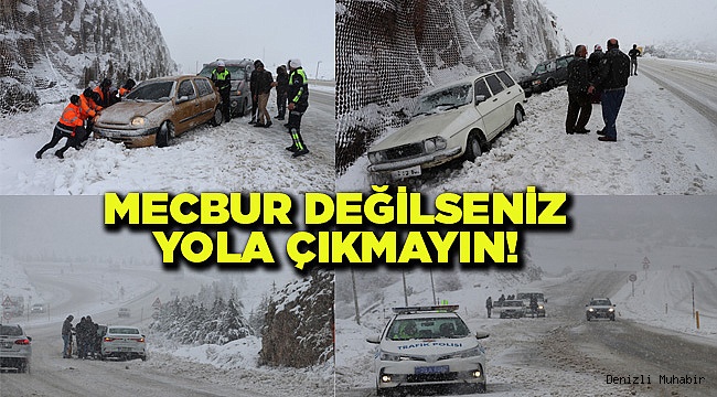Denizli'de kar yağışı ulaşımı olumsuz etkiliyor