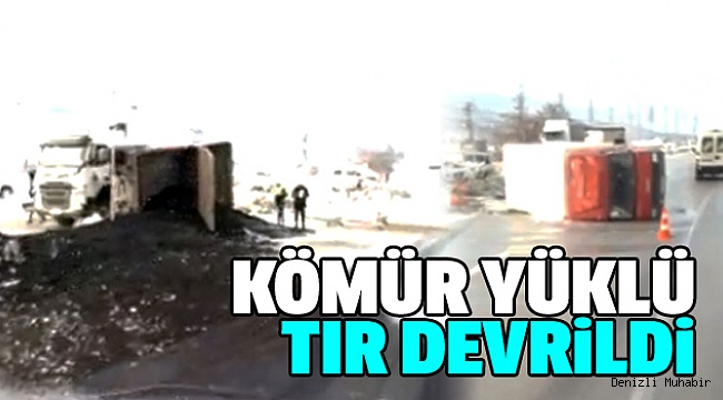 KÖMÜR YÜKLÜ TIR DEVRİLDİ