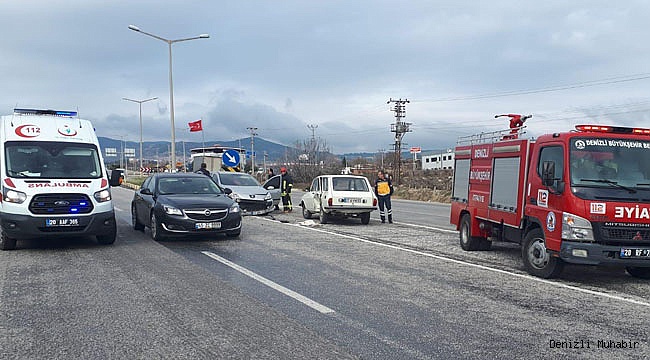 Denizli'de iki otomobil çarpıştı: 2 yaralı