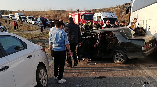 Denizli'de zincirleme trafik kazası: 3 yaralı 