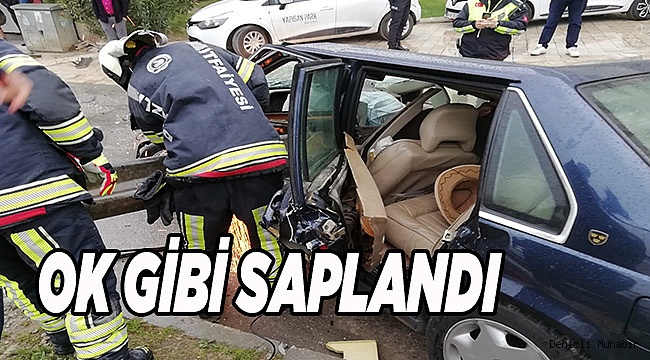 Denizli'de otomobil bariyere çarptı: 1 yaralı 