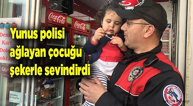 Yunus polisi ağlayan çocuğu şekerle sevindirdi 