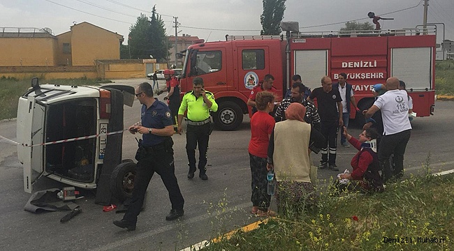 Denizli'de otomobil devrildi: 3 yaralı 