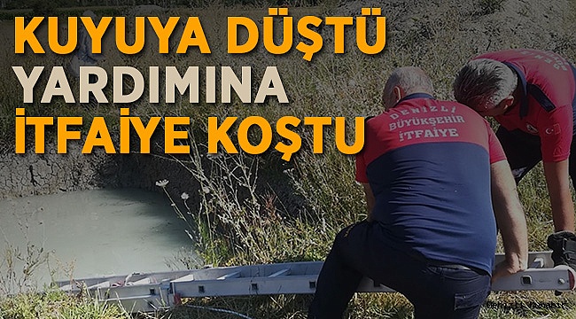 Su dolu kuyuya düştü yardımına İtfaiye koştu