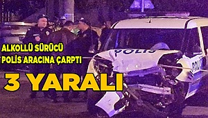 Denizli'de otomobille polis aracı çarpıştı: 3 yaralı