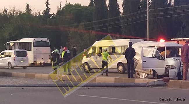 İşçi servisi ile ticari araç çarpıştı