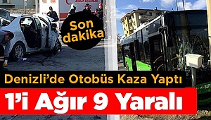 Belediye Otobüsü Otomobil ile çarpıştı