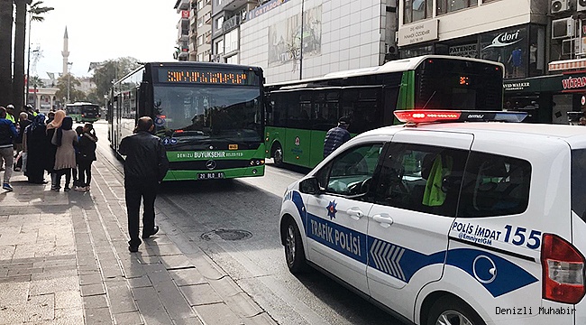 Denizli'de otobüsün çarptığı kadın yaralandı