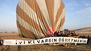 Öğretmenlerin balonla Pamukkale heyecanı