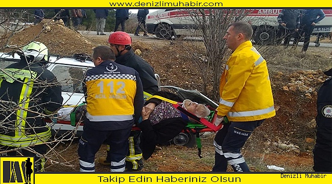 Denizli'de refüje devrilen otomobildeki iki kişiyi itfaiye kurtardı
