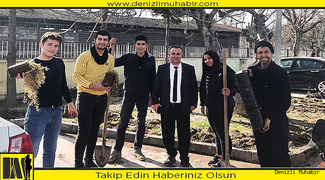 Sarayköy'de öğretmen ve öğrenciler okulları için kolları sıvadı