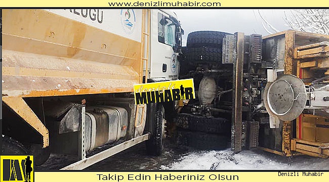 Cankurtaran'da yol açma çalışması yapan küreme aracı devrildi