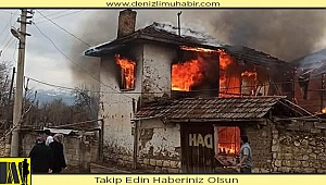 Denizli'de iki katlı ev çıkan yangında kullanılamaz hale geldi