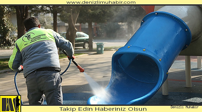 MERKEZEFENDİ’DE ÇOCUK OYUN ALANLARI DEZENFEKTE EDİLİYOR