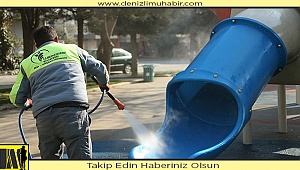 MERKEZEFENDİ’DE ÇOCUK OYUN ALANLARI DEZENFEKTE EDİLİYOR