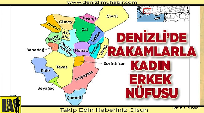 TÜİK, Denizli'de yaşayan Kadın ve Erkek nüfusunu açıkladı