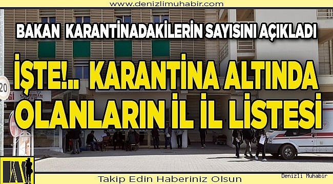 Bakan açıkladı: 23 ilde 11 bin 269 kişi karantina altında