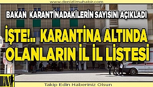 Bakan açıkladı: 23 ilde 11 bin 269 kişi karantina altında