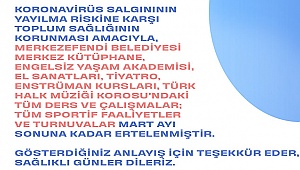 MERKEZEFENDİ BELEDİYESİ KORONAVİRÜSÜ’NE KARŞI ÖNLEMLERİ ARTIRDI