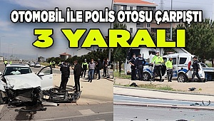 Denizli'de otomobille polis aracının çarpışması sonucu 3 kişi yaralandı
