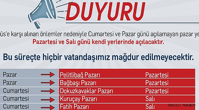 PAMUKKALE’DE PAZARLARIN GÜNÜ DEĞİŞTİ