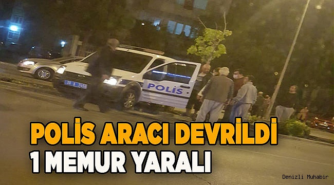 Polis aracı devrildi: 1 memur yaralı