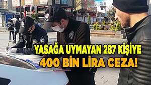 Yasağa uymayan 287 kişiye 400 bin lira ceza!