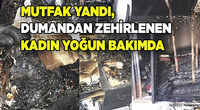 Denizli'deki yangında dumandan etkilenen kadın hastaneye kaldırıldı