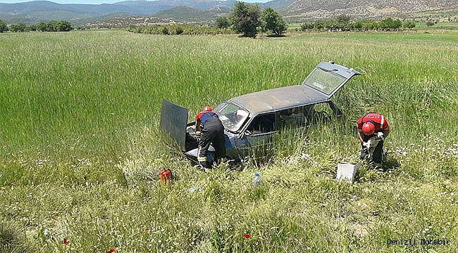 Takla atan aracın sürücüsü ve 1 kuzu yaralandı