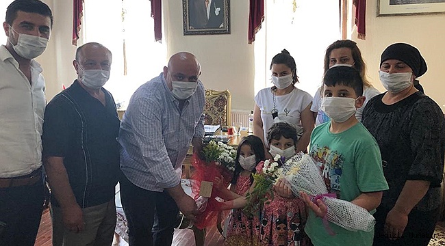 Lösemili çocuklardan Başkan Şevik’e teşekkür ziyareti