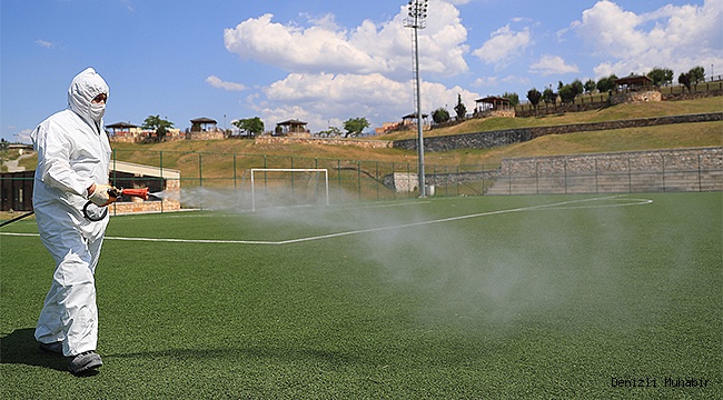 PAMUKKALE’DE SPOR ALANLARI DEZENFEKTE EDİLİYOR