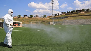 PAMUKKALE’DE SPOR ALANLARI DEZENFEKTE EDİLİYOR
