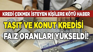 Bankaların İhtiyaç, Taşıt ve Konut Kredisi Faiz Oranları Yükseldi!