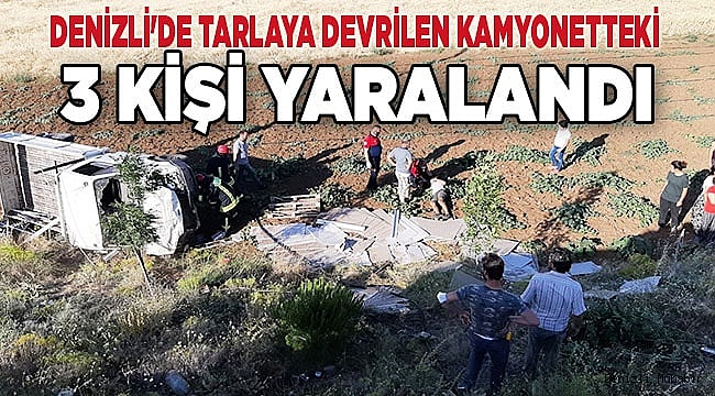 Denizli'de tarlaya devrilen kamyonetteki 3 kişi yaralandı