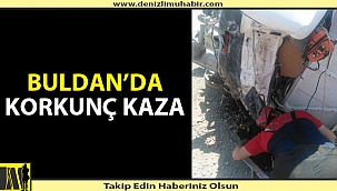 Buldan'da araç içinde sıkışan 2 kişi itfaiye tarafından kurtarıldı