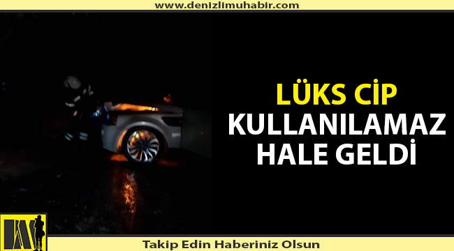 Denizli'de park halindeki lüks cip bir anda yanmaya başladı