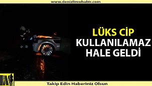 Denizli'de park halindeki lüks cip bir anda yanmaya başladı
