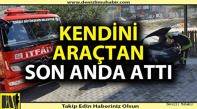 Denizli'de seyir halindeki araç alevlere teslim oldu