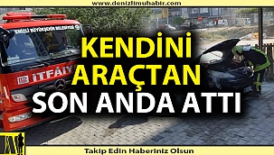 Denizli'de seyir halindeki araç alevlere teslim oldu