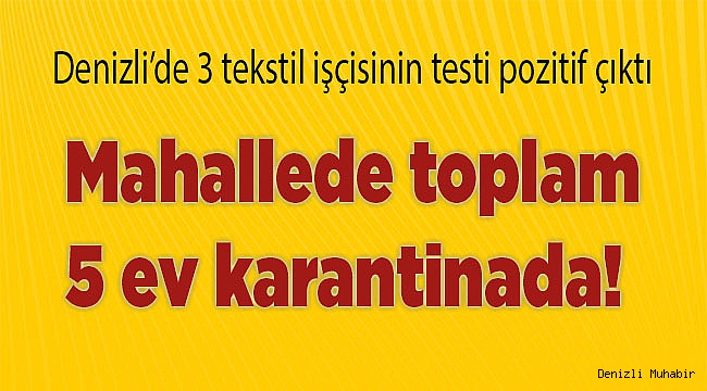 Denizli’de 3 tekstil işçisinin testi pozitif çıktı.