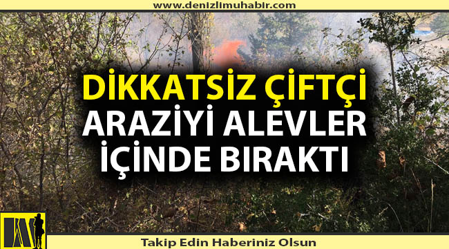 Denizli'de çiftçi anız yakarken 10 dönüm araziyi yaktı