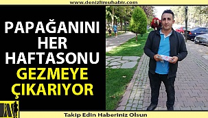 Denizli'de vatandaş her haftasonu papağanını gezdiriyor