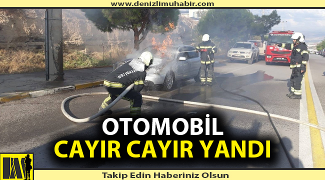Otomobil cayır cayır yandı