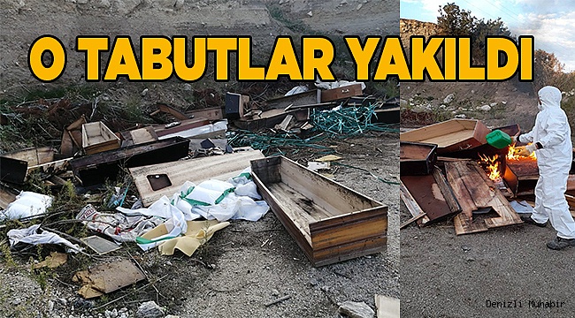 Onlarca tabut ve koruyu kıyafetler imha edildi