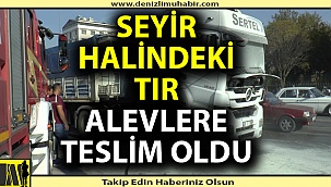 Seyir halindeki tır alevlere teslim oldu