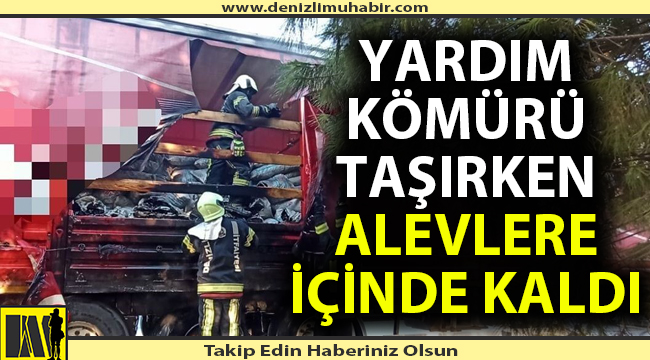 Yardım kömürü taşıyan tır için için yandı