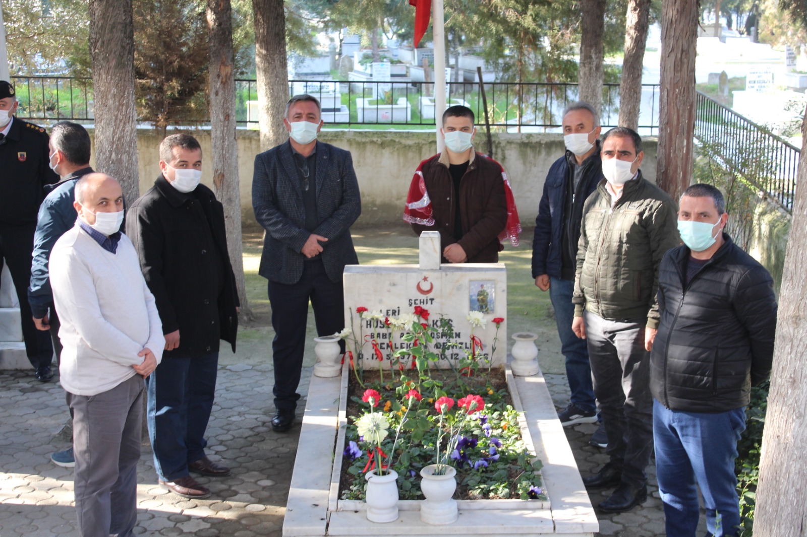 Pandemiye rağmen şehit Hüseyin Kuş’u silah arkadaşları unutmadı