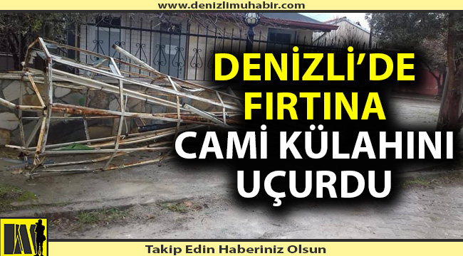 Cami minaresi fırtınaya dayanamadı